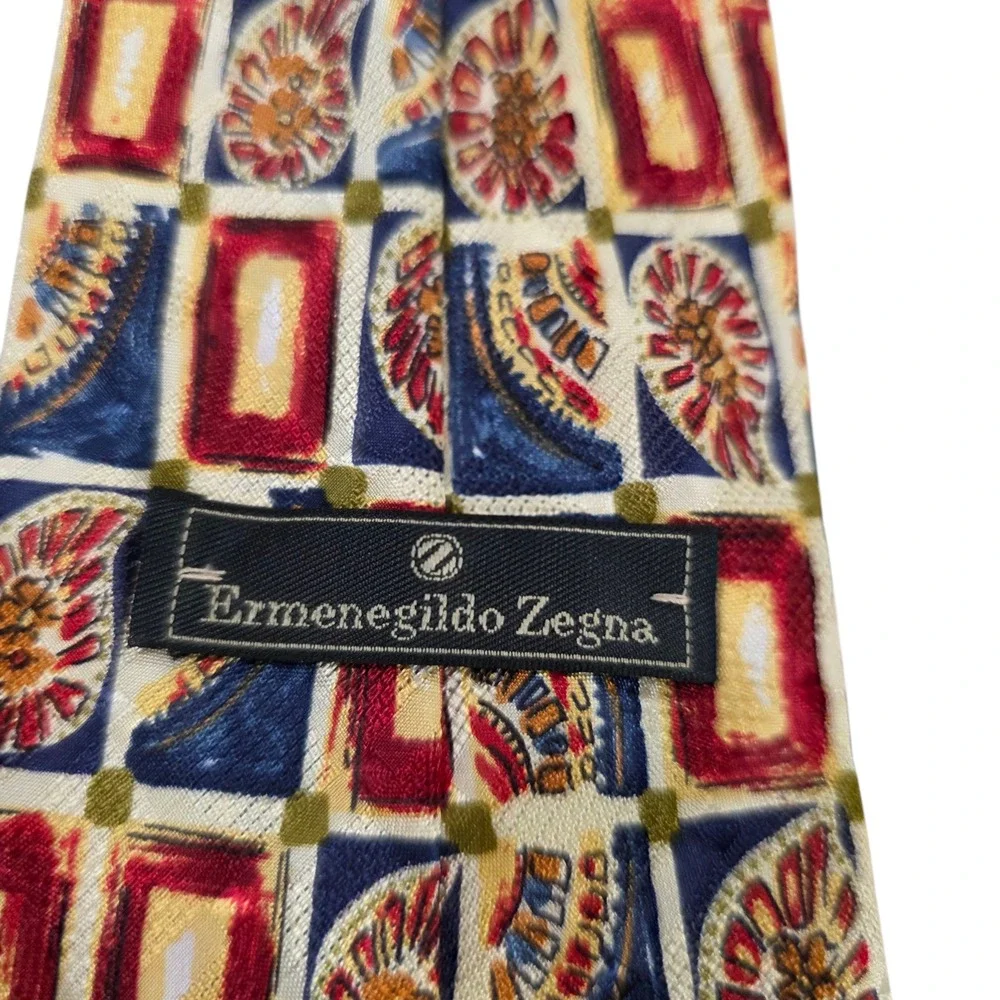 Ermenegildo Zegna Mens‎ Necktie Multicolor Silk Floral Preppy Bohemian Classic